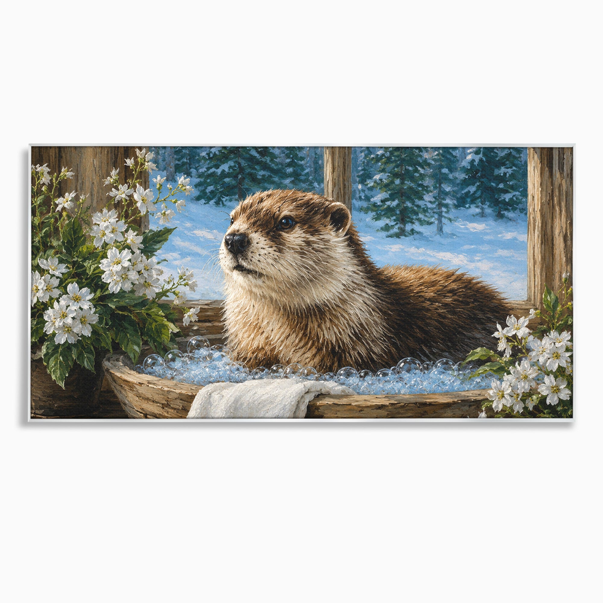 Tablou Canvas Premium LuxCanva® M1676, Vidra La Fereastra, Vidra, Iarna, Fereastra, Natura, Living, Culori Vibrante