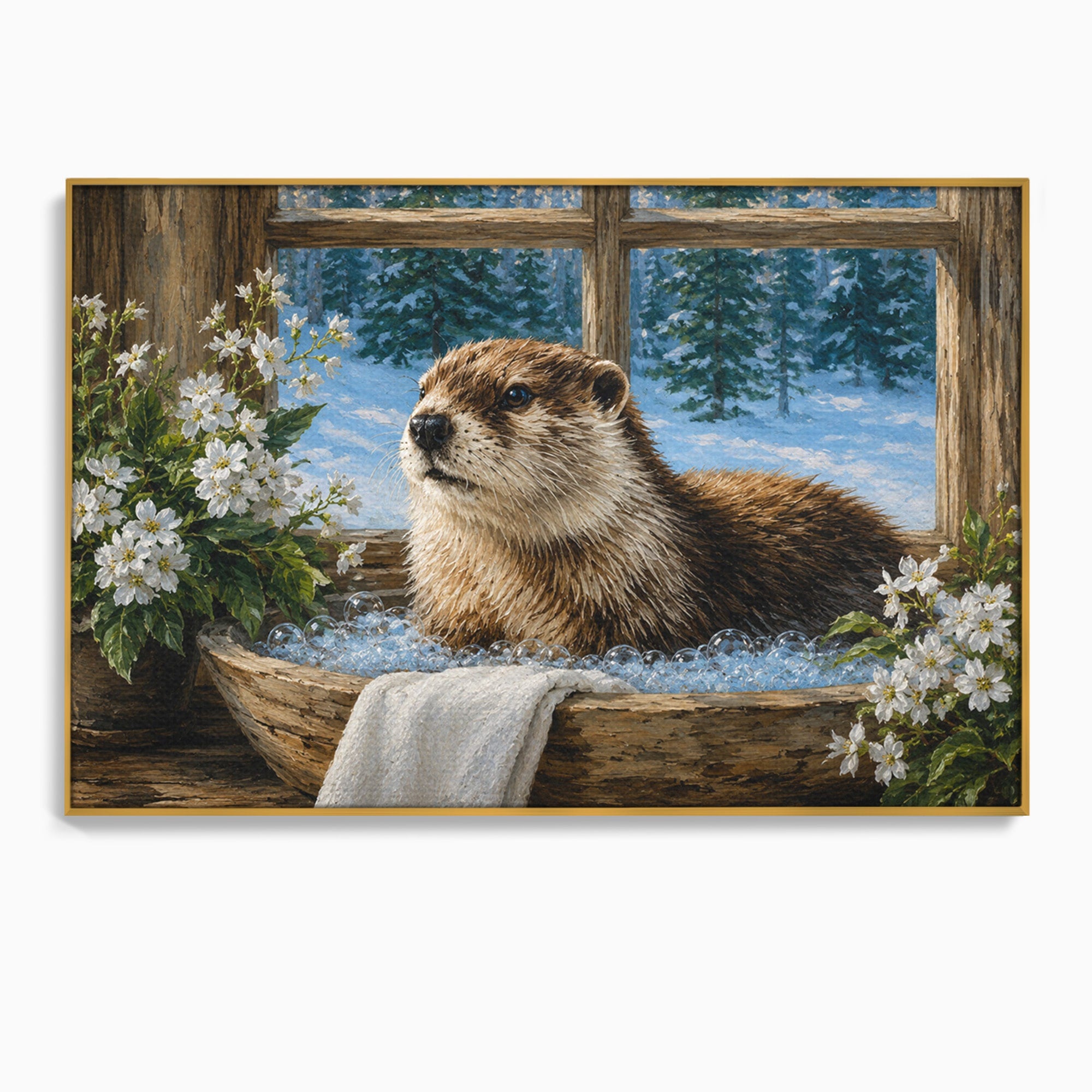 Tablou Canvas Premium LuxCanva® M1676, Vidra La Fereastra, Vidra, Iarna, Fereastra, Natura, Living, Culori Vibrante