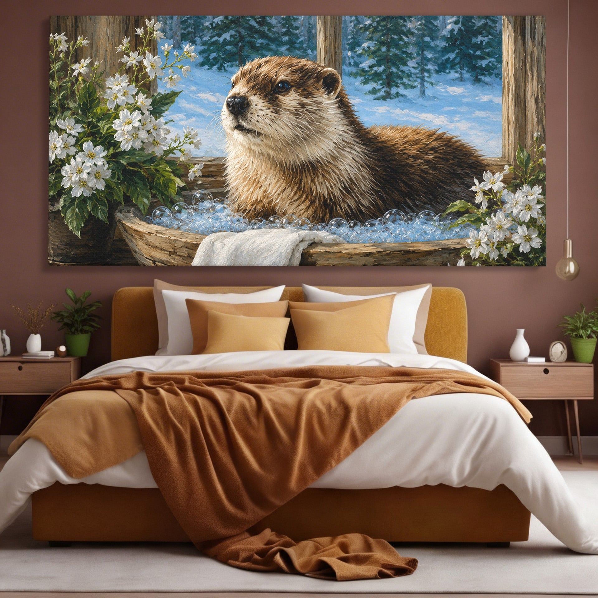 Tablou Canvas Premium LuxCanva® M1676, Vidra La Fereastra, Vidra, Iarna, Fereastra, Natura, Living, Culori Vibrante