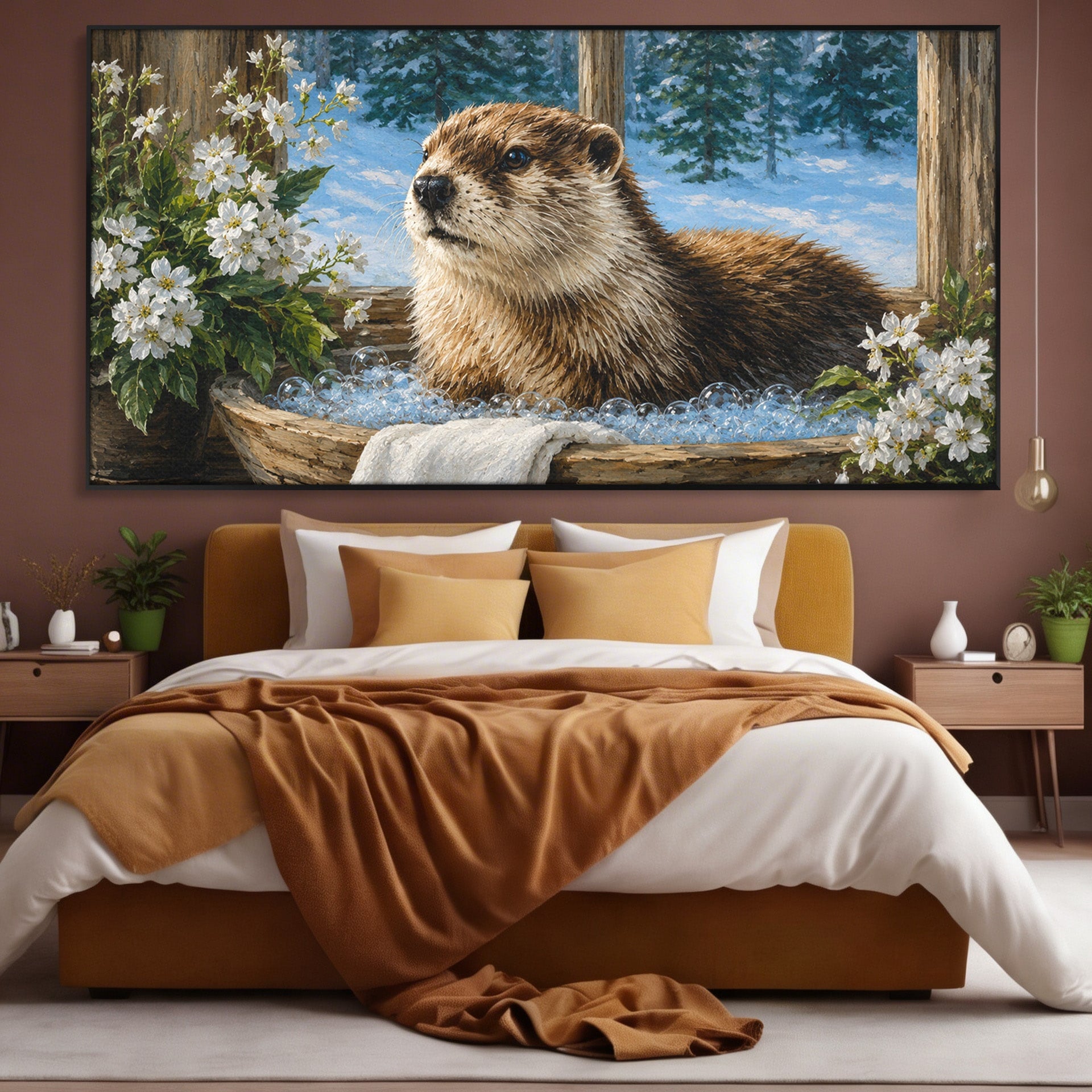 Tablou Canvas Premium LuxCanva® M1676, Vidra La Fereastra, Vidra, Iarna, Fereastra, Natura, Living, Culori Vibrante