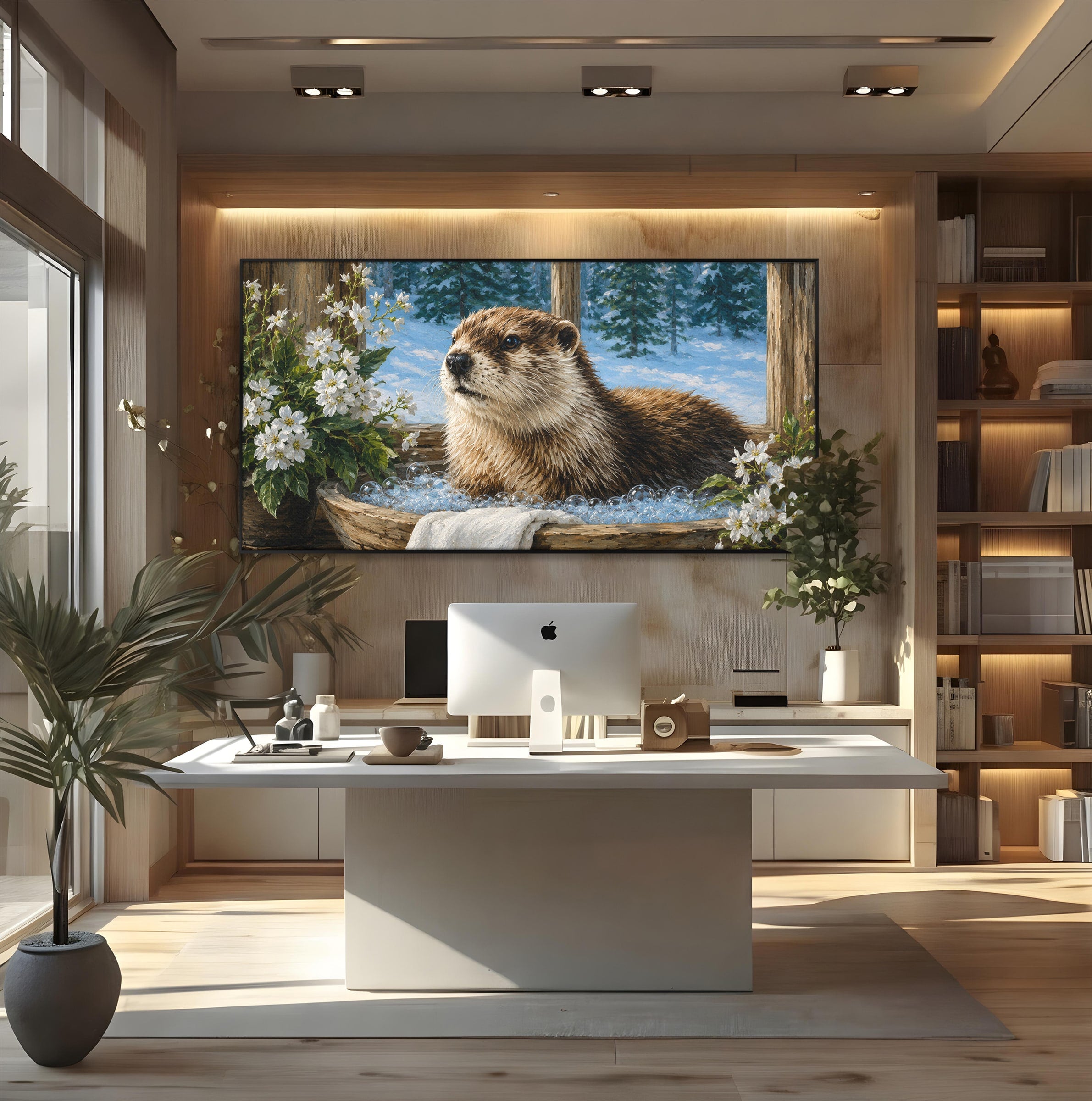 Tablou Canvas Premium LuxCanva® M1676, Vidra La Fereastra, Vidra, Iarna, Fereastra, Natura, Living, Culori Vibrante