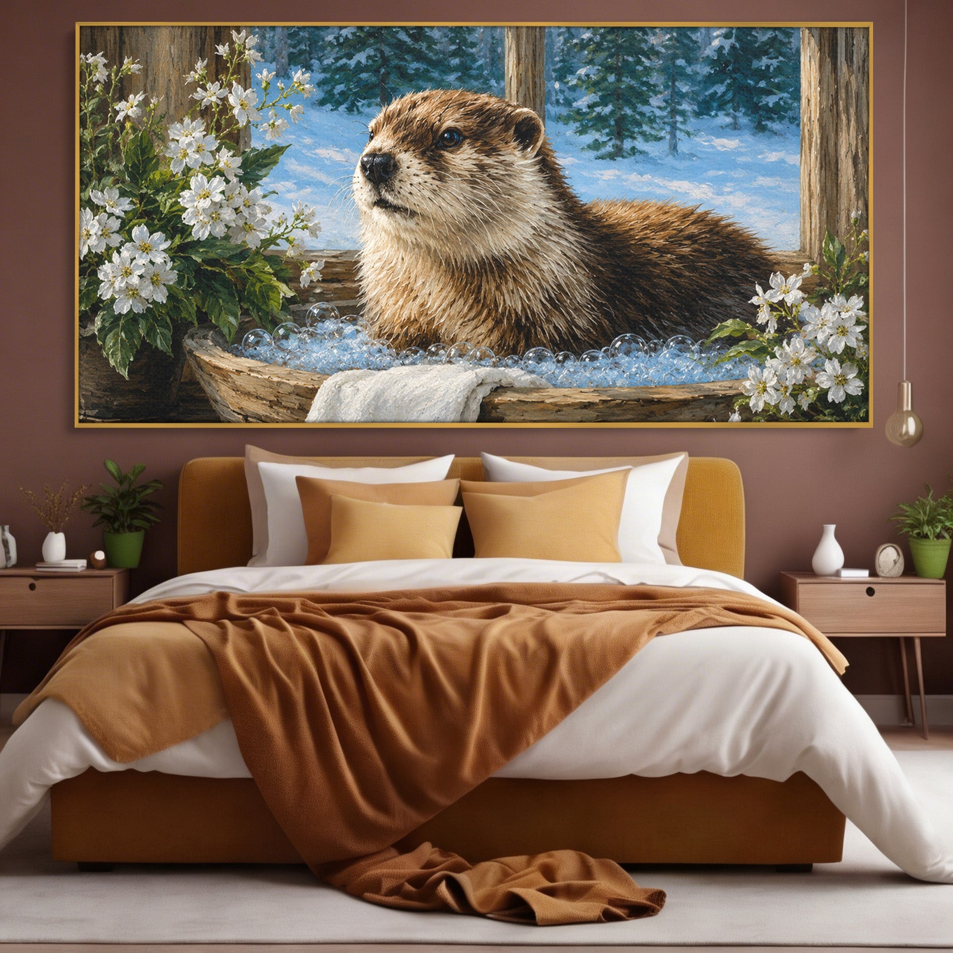 Tablou Canvas Premium LuxCanva® M1676, Vidra La Fereastra, Vidra, Iarna, Fereastra, Natura, Living, Culori Vibrante
