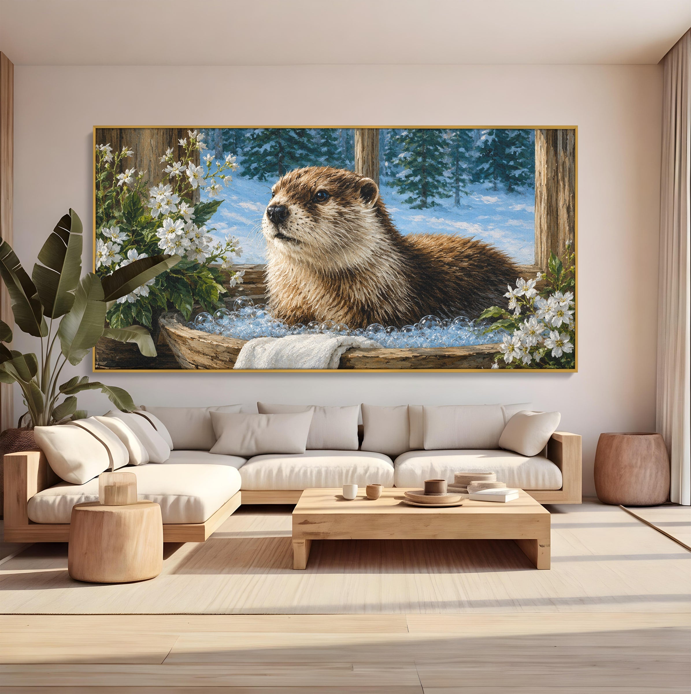 Tablou Canvas Premium LuxCanva® M1676, Vidra La Fereastra, Vidra, Iarna, Fereastra, Natura, Living, Culori Vibrante