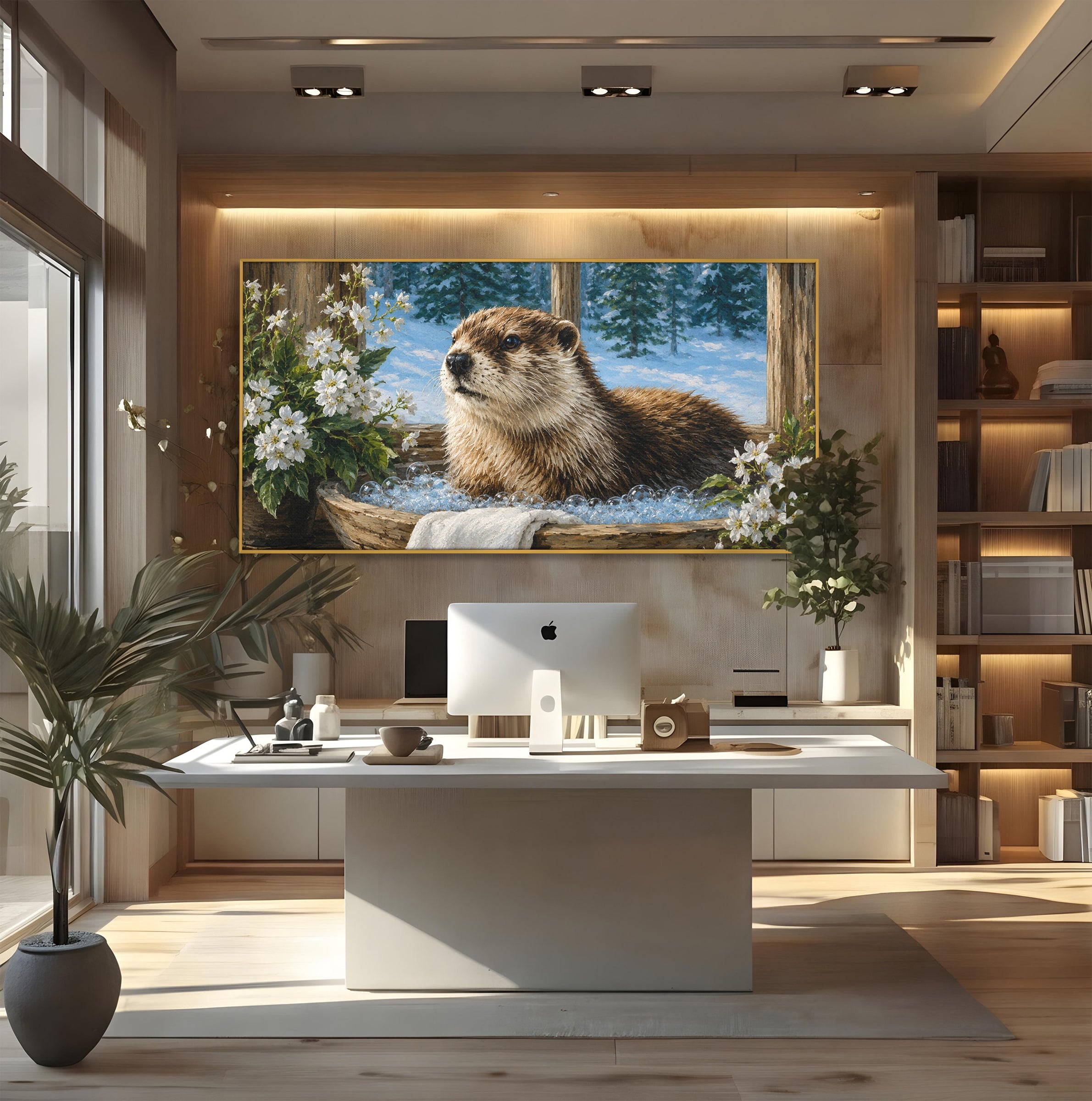 Tablou Canvas Premium LuxCanva® M1676, Vidra La Fereastra, Vidra, Iarna, Fereastra, Natura, Living, Culori Vibrante