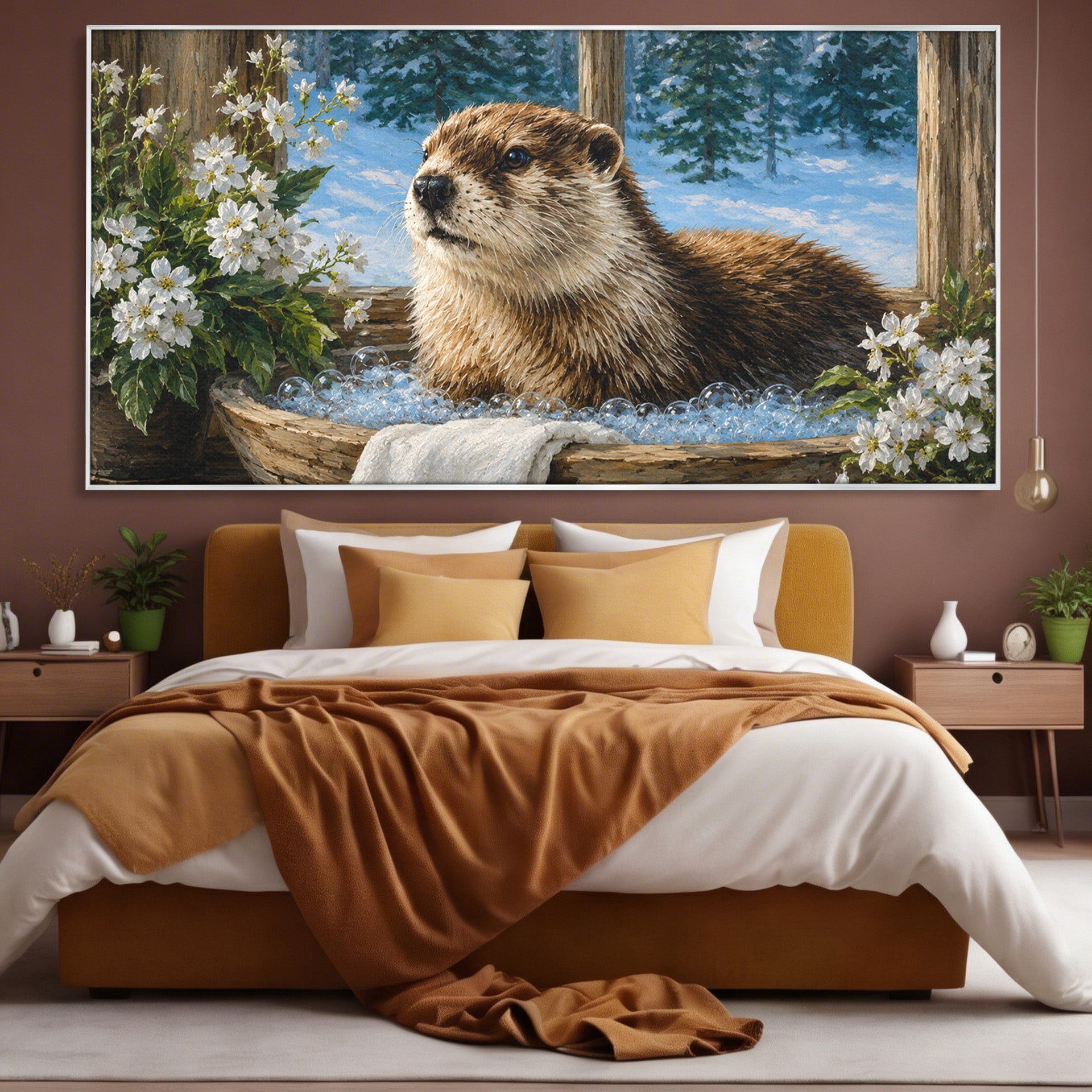 Tablou Canvas Premium LuxCanva® M1676, Vidra La Fereastra, Vidra, Iarna, Fereastra, Natura, Living, Culori Vibrante