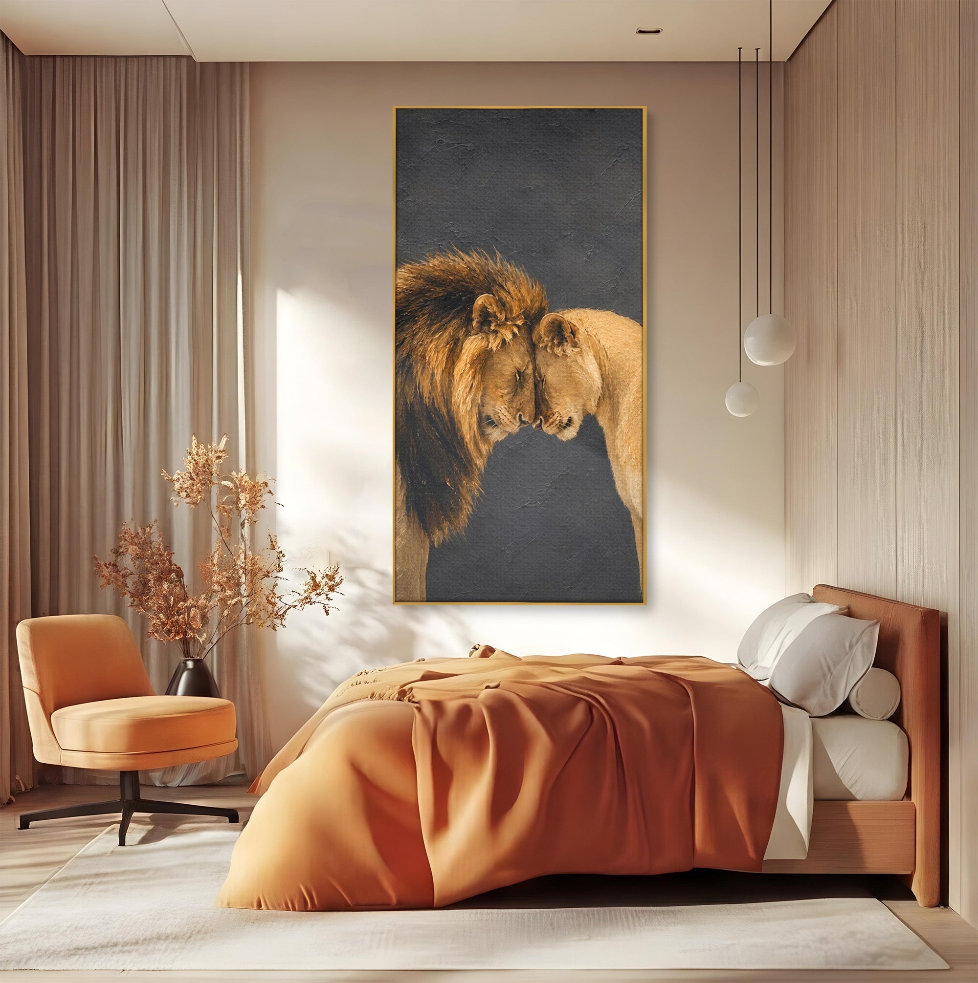Tablou Canvas Premium LuxCanva® M1677, Leii Indragostiti, Leu, Dragoste, Wildlife, Dormitor, Living, Culori Vibrante