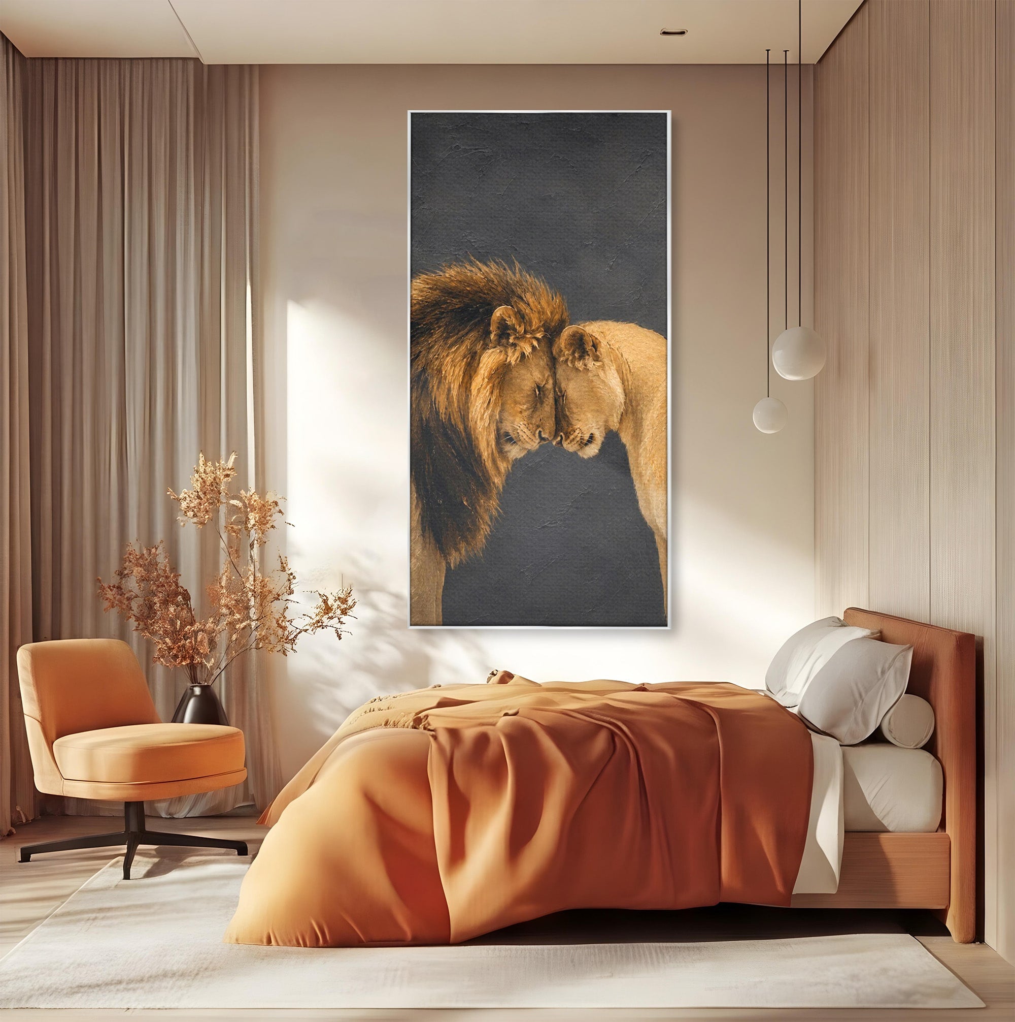 Tablou Canvas Premium LuxCanva® M1677, Leii Indragostiti, Leu, Dragoste, Wildlife, Dormitor, Living, Culori Vibrante