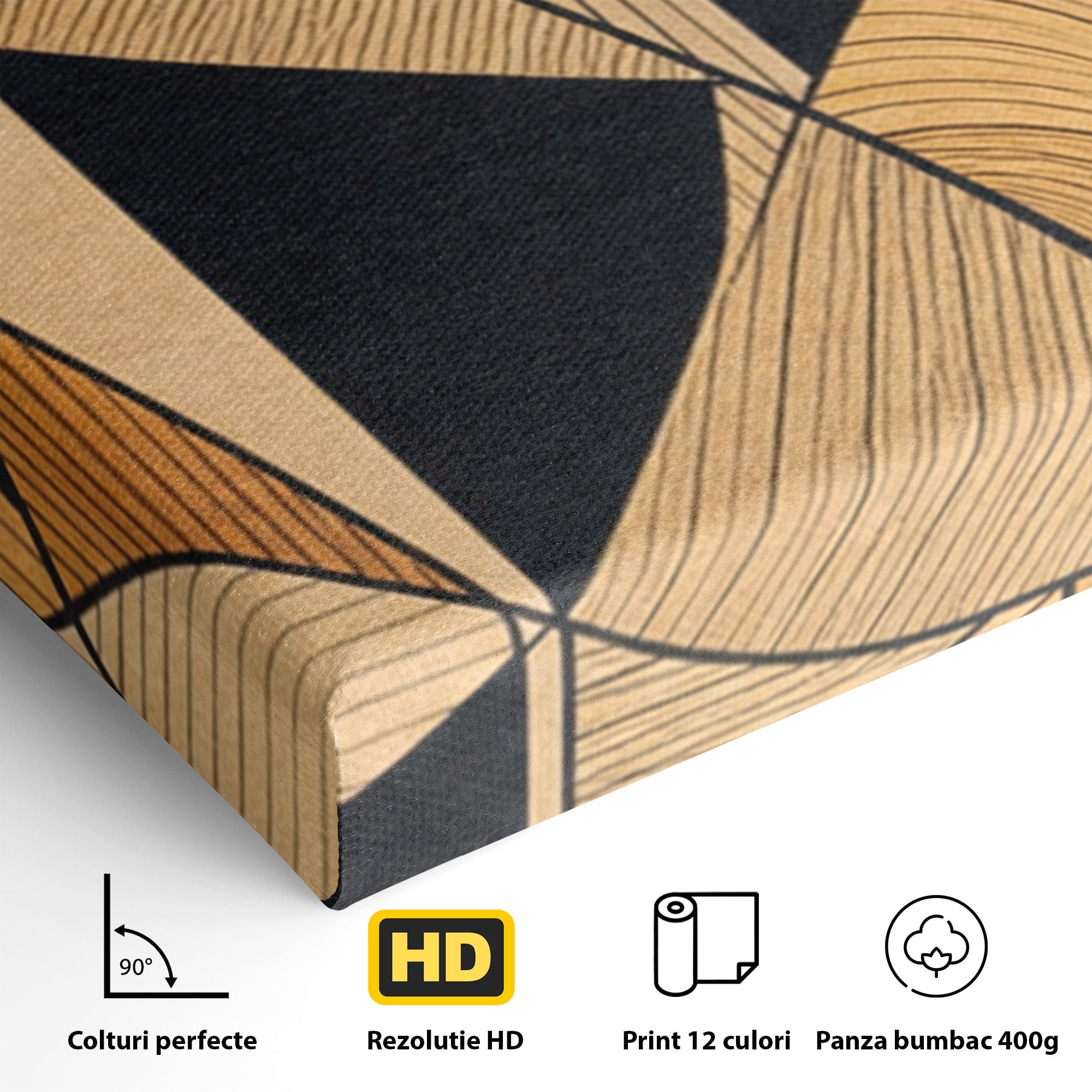 Set 3 Tablouri Canvas Premium LuxCanva® M3-1321, Contururi Naturale, Forme, Linii, Geometric, Elefant, Arta Abstracta, Cubism, Modern, Contur, Desen, Creativ, Birou, Living, Camera Copil