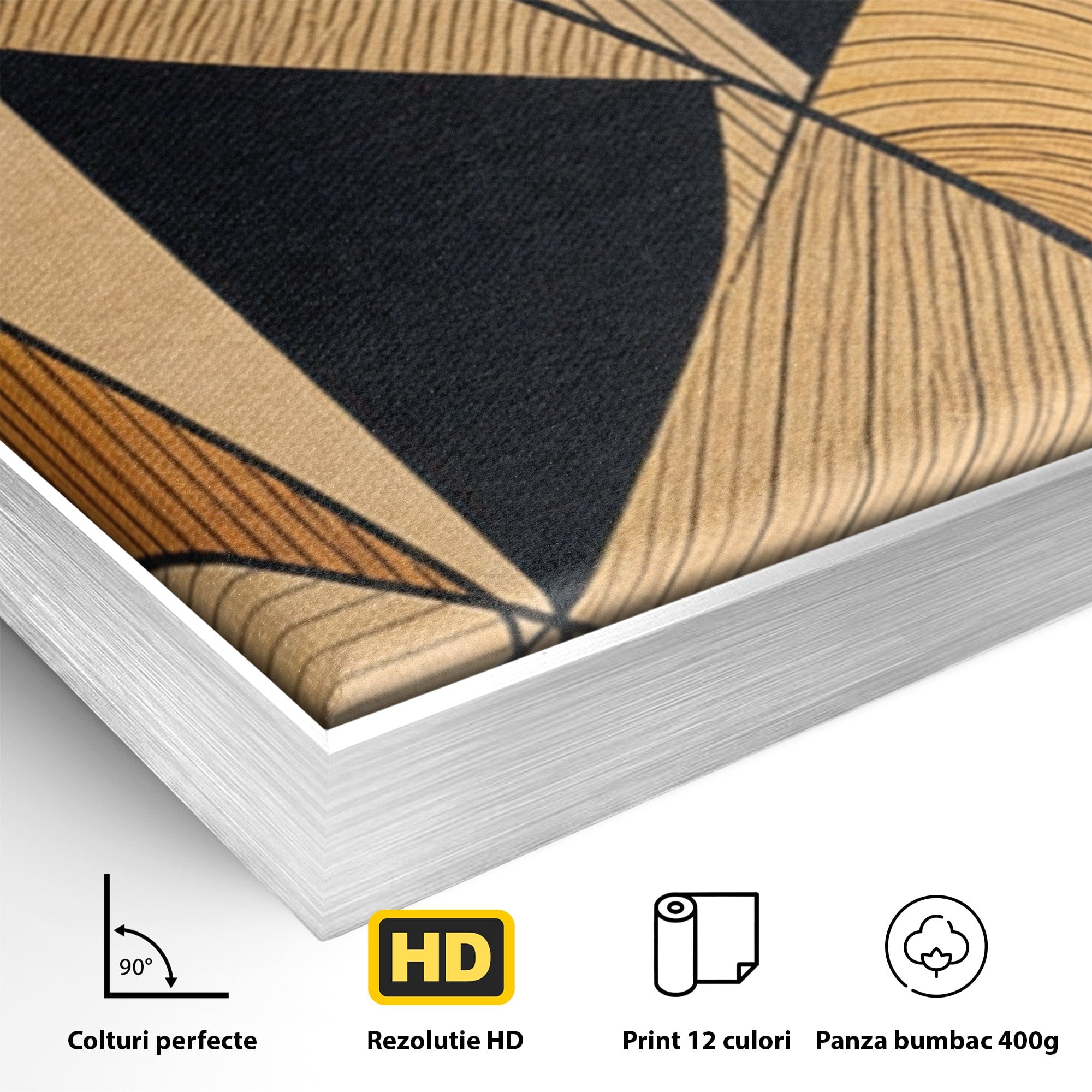 Set 3 Tablouri Canvas Premium LuxCanva® M3-1321, Contururi Naturale, Forme, Linii, Geometric, Elefant, Arta Abstracta, Cubism, Modern, Contur, Desen, Creativ, Birou, Living, Camera Copil