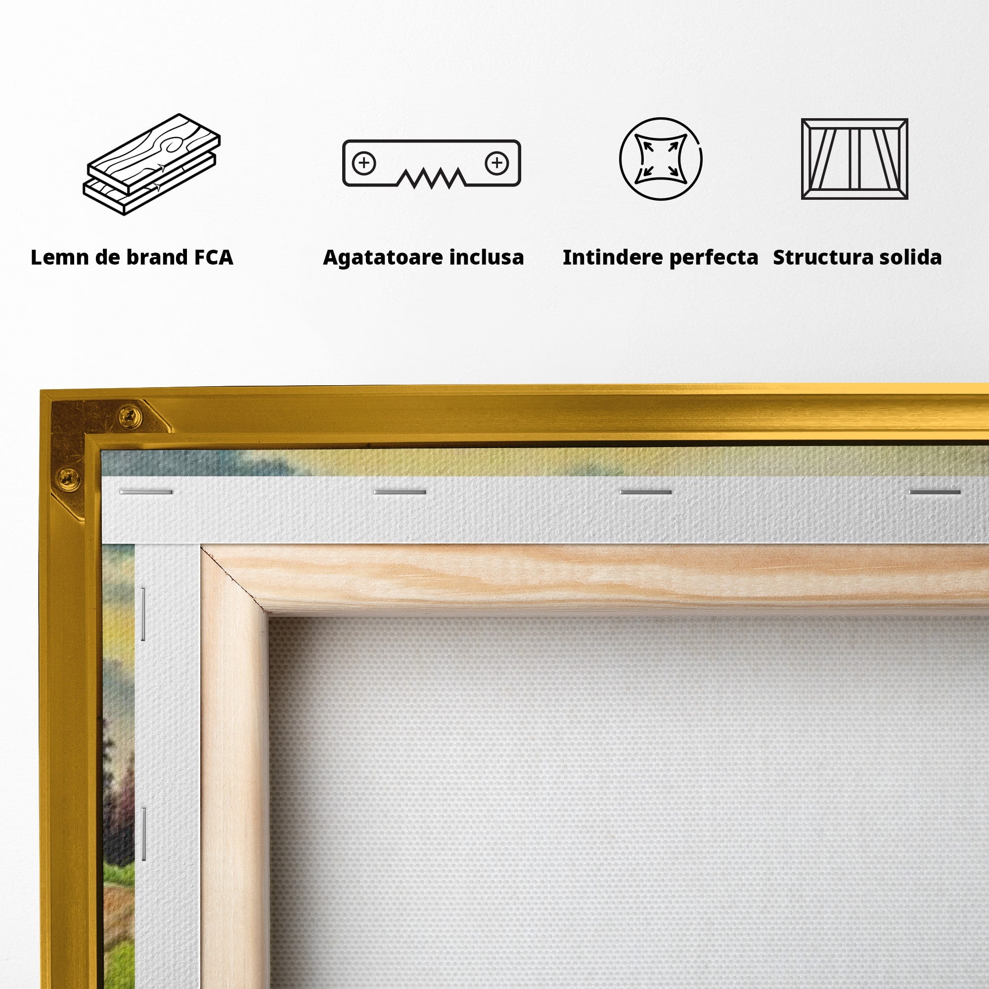 Tablou Canvas Premium LuxCanva® MI001, Cai In Apus Pastoral, Cai, Peisaj, Apus, Natura, Living, Dormitor, Culori Vibrante