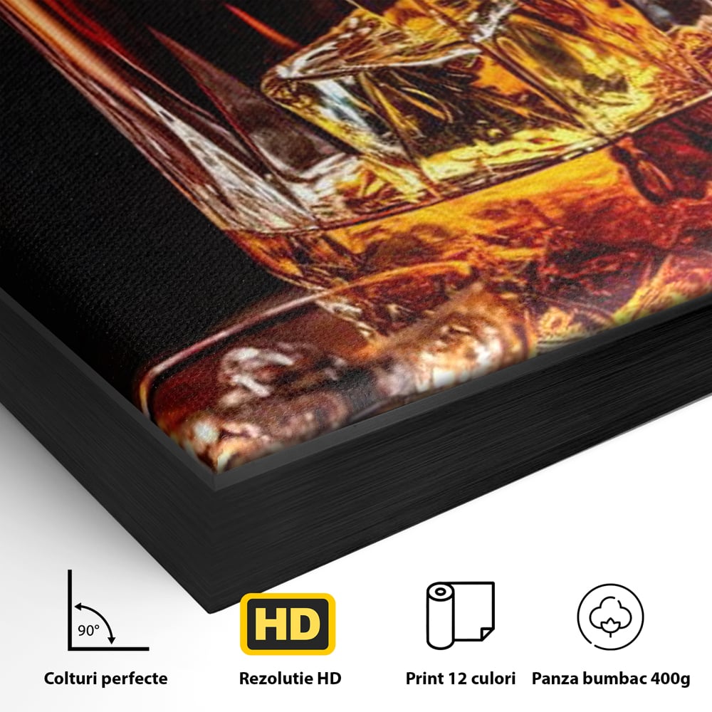 Premium-Leinwand Leinwand Wandkunst, LuxCanva® N1000, Whisky, Whisky, Getränk, Gläser, Eis, Cub, Verfeinerung, Luxus, Luxus, Verkostung, Lounge, Bar, Restaurant, Küche