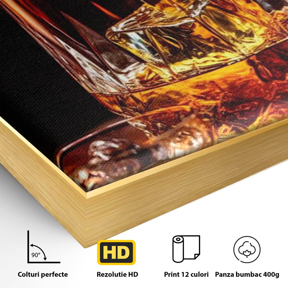 Premium-Leinwand Leinwand Wandkunst, LuxCanva® N1000, Whisky, Whisky, Getränk, Gläser, Eis, Cub, Verfeinerung, Luxus, Luxus, Verkostung, Lounge, Bar, Restaurant, Küche