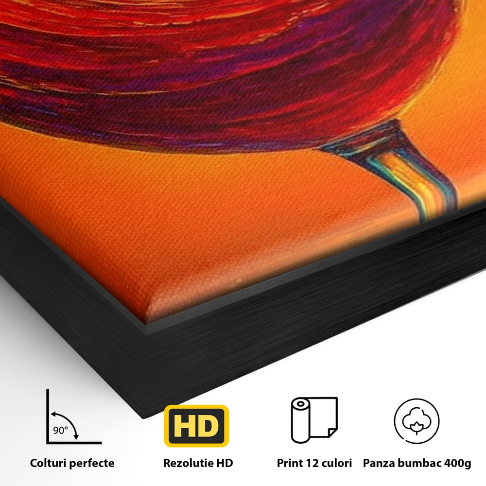 Tablou Canvas Premium, LuxCanva® N1002, Valul de Foc, Vin Rosu, Bautura, Pahar, Apus, Soare, Valuri, Apa, Mare, Exotic, Lounge, Bar, Restaurant, Bucatarie