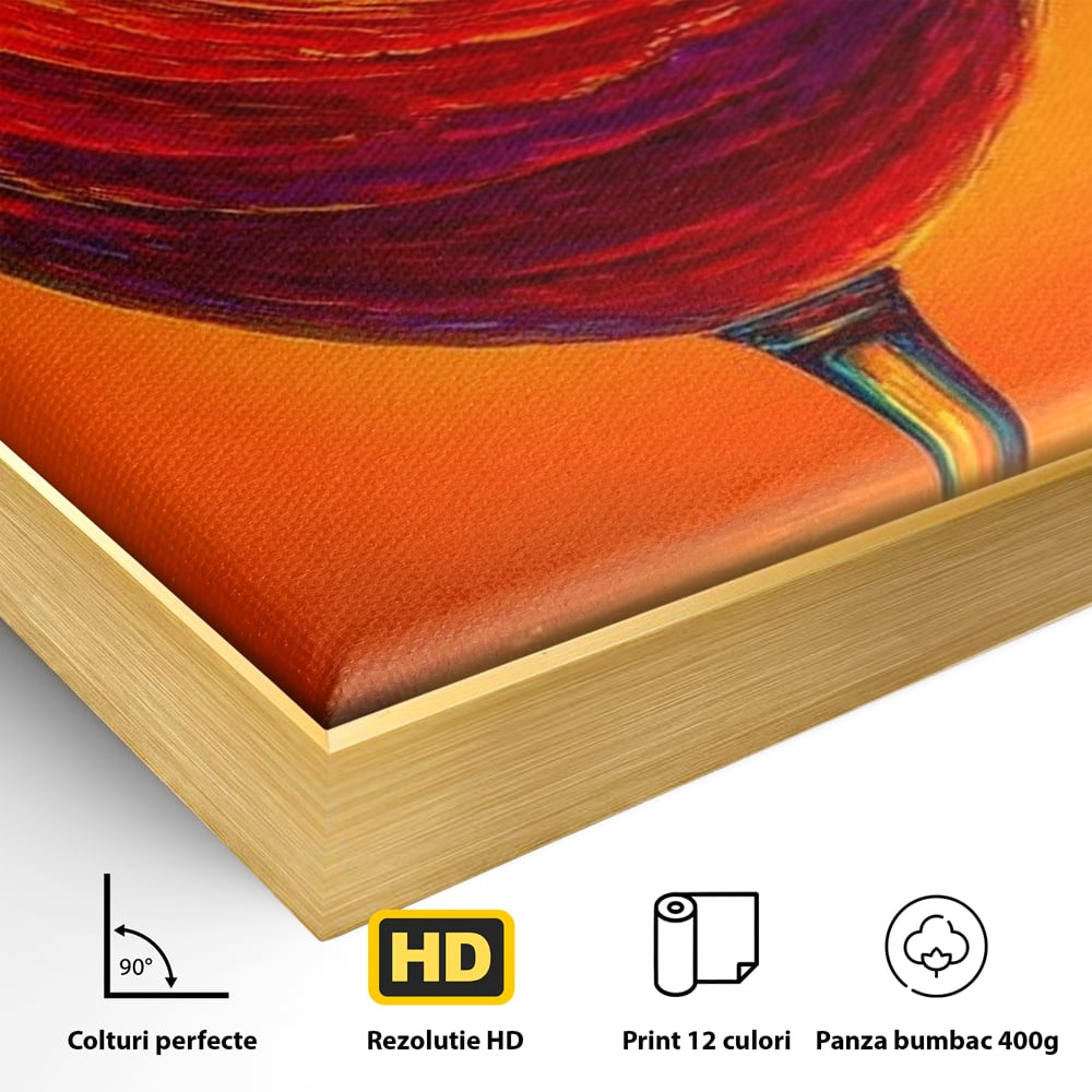 Tablou Canvas Premium, LuxCanva® N1002, Valul de Foc, Vin Rosu, Bautura, Pahar, Apus, Soare, Valuri, Apa, Mare, Exotic, Lounge, Bar, Restaurant, Bucatarie