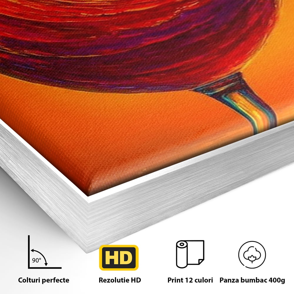 Tablou Canvas Premium, LuxCanva® N1002, Valul de Foc, Vin Rosu, Bautura, Pahar, Apus, Soare, Valuri, Apa, Mare, Exotic, Lounge, Bar, Restaurant, Bucatarie