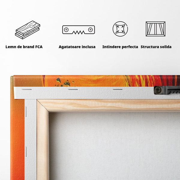 Tablou Canvas Premium, LuxCanva® N1002, Valul de Foc, Vin Rosu, Bautura, Pahar, Apus, Soare, Valuri, Apa, Mare, Exotic, Lounge, Bar, Restaurant, Bucatarie