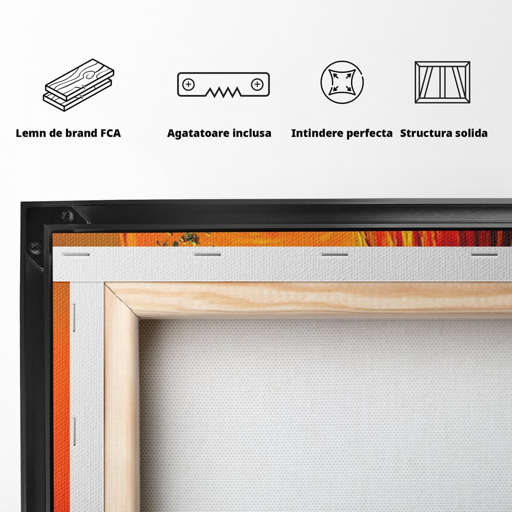 Tablou Canvas Premium, LuxCanva® N1002, Valul de Foc, Vin Rosu, Bautura, Pahar, Apus, Soare, Valuri, Apa, Mare, Exotic, Lounge, Bar, Restaurant, Bucatarie