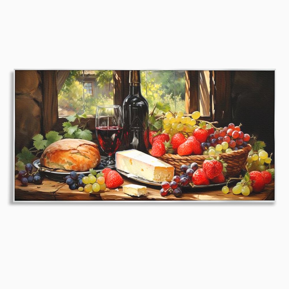 Leinwand Premium Canvas Wandbilder, LuxCanva® N1003, Ritual des Geschmacks, Käse, Obst, Brot, Rotwein, Flasche, Glas, rustikal, traditionell, rustikal, traditionell, Tisch, Restaurant, Küche