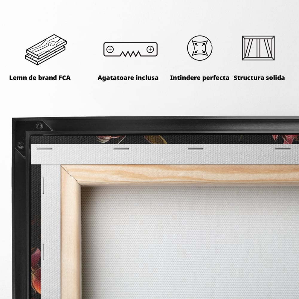 Tablou Canvas Premium, LuxCanva® N1004, Elixirul Pasiunii, Cocktail, Pahare, Bautura, Trandafiri, Petale, Romantic, Delicat, Rasfat, Elegant, Lounge, Bar, Restaurant, Bucatarie