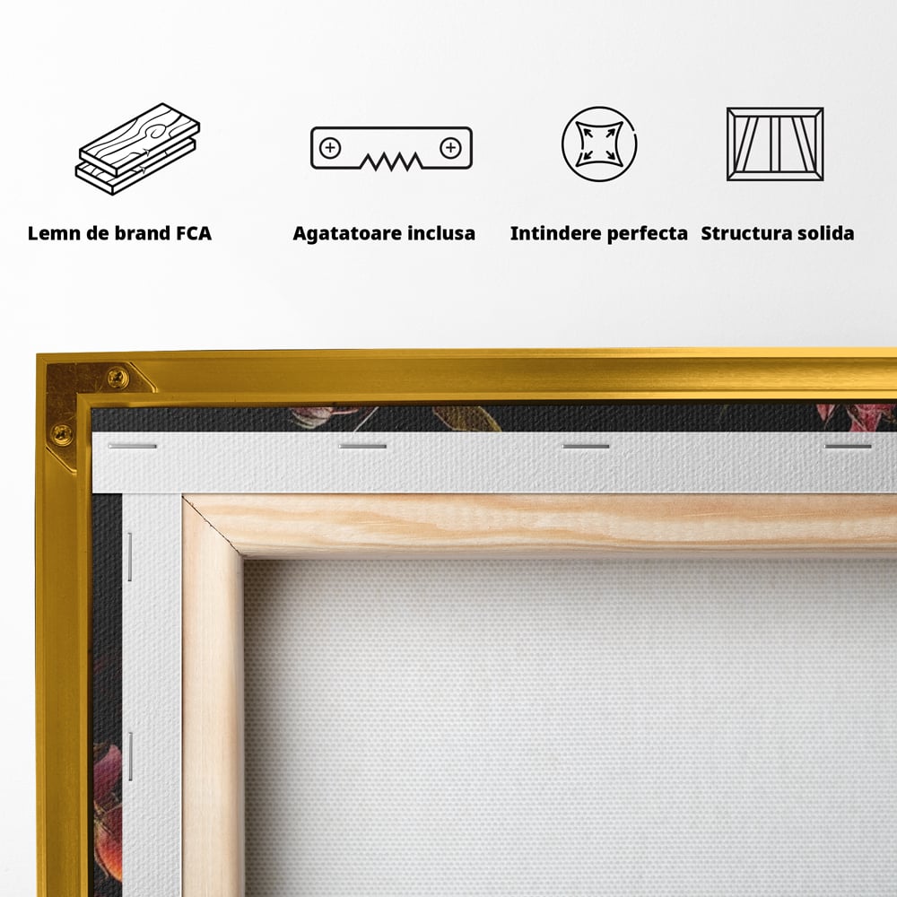 Tablou Canvas Premium, LuxCanva® N1004, Elixirul Pasiunii, Cocktail, Pahare, Bautura, Trandafiri, Petale, Romantic, Delicat, Rasfat, Elegant, Lounge, Bar, Restaurant, Bucatarie