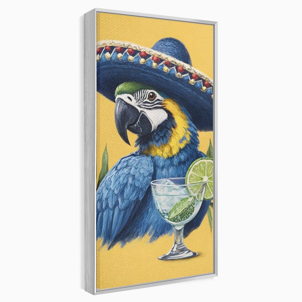 Tablou Canvas Premium, LuxCanva® N1006, Aroma Tropicelor, Cocktail, Mojito, Party, Pahar, Papagal, Sombrero, Tropical, Lime, Bar, Vacanta, Restaurant, Bucatarie