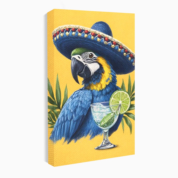 Tablou Canvas Premium, LuxCanva® N1006, Aroma Tropicelor, Cocktail, Mojito, Party, Pahar, Papagal, Sombrero, Tropical, Lime, Bar, Vacanta, Restaurant, Bucatarie