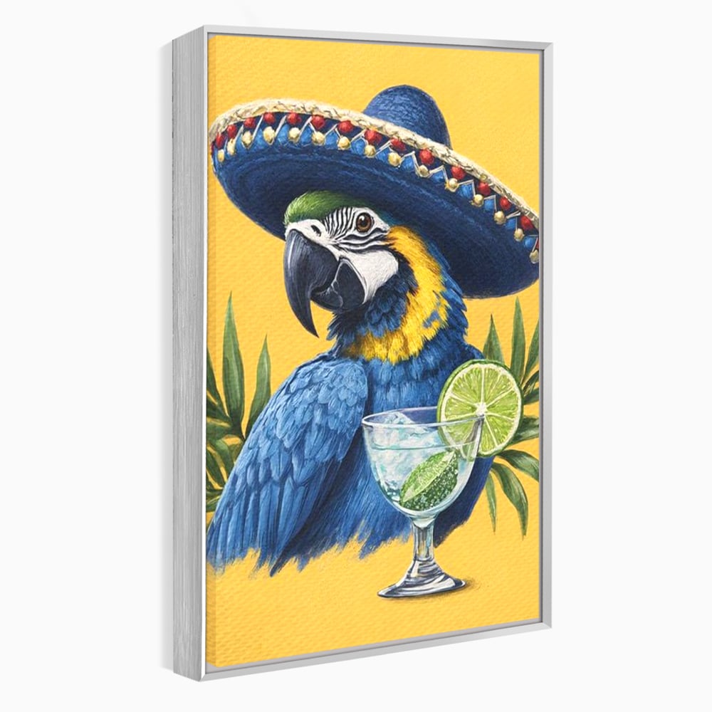 Tablou Canvas Premium, LuxCanva® N1006, Aroma Tropicelor, Cocktail, Mojito, Party, Pahar, Papagal, Sombrero, Tropical, Lime, Bar, Vacanta, Restaurant, Bucatarie