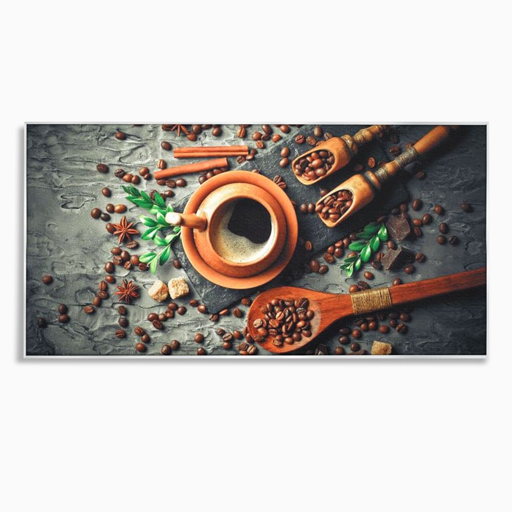 Tablou Canvas Premium, LuxCanva® N1008, Dimineti Aromate, Espresso, Boabe, Cafea, Ceasca, Scortisoara, Aroma, Savoare, Traditie, Lemn, Cafenea, Restaurant, Bucatarie