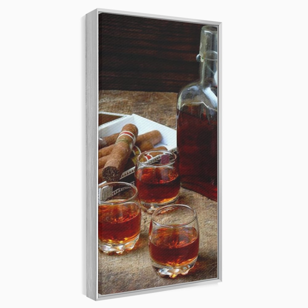 Tablou Canvas Premium, LuxCanva® N1009, Arta Degustarii, Coniac, Trabuc, Pahare, Bautura, Sticla, Elegant, Barbatesc, Clasic, Vintage, Bar, Restaurant, Bucatarie
