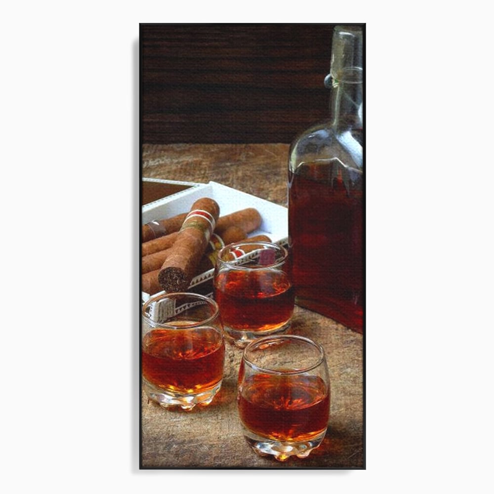 Tablou Canvas Premium, LuxCanva® N1009, Arta Degustarii, Coniac, Trabuc, Pahare, Bautura, Sticla, Elegant, Barbatesc, Clasic, Vintage, Bar, Restaurant, Bucatarie