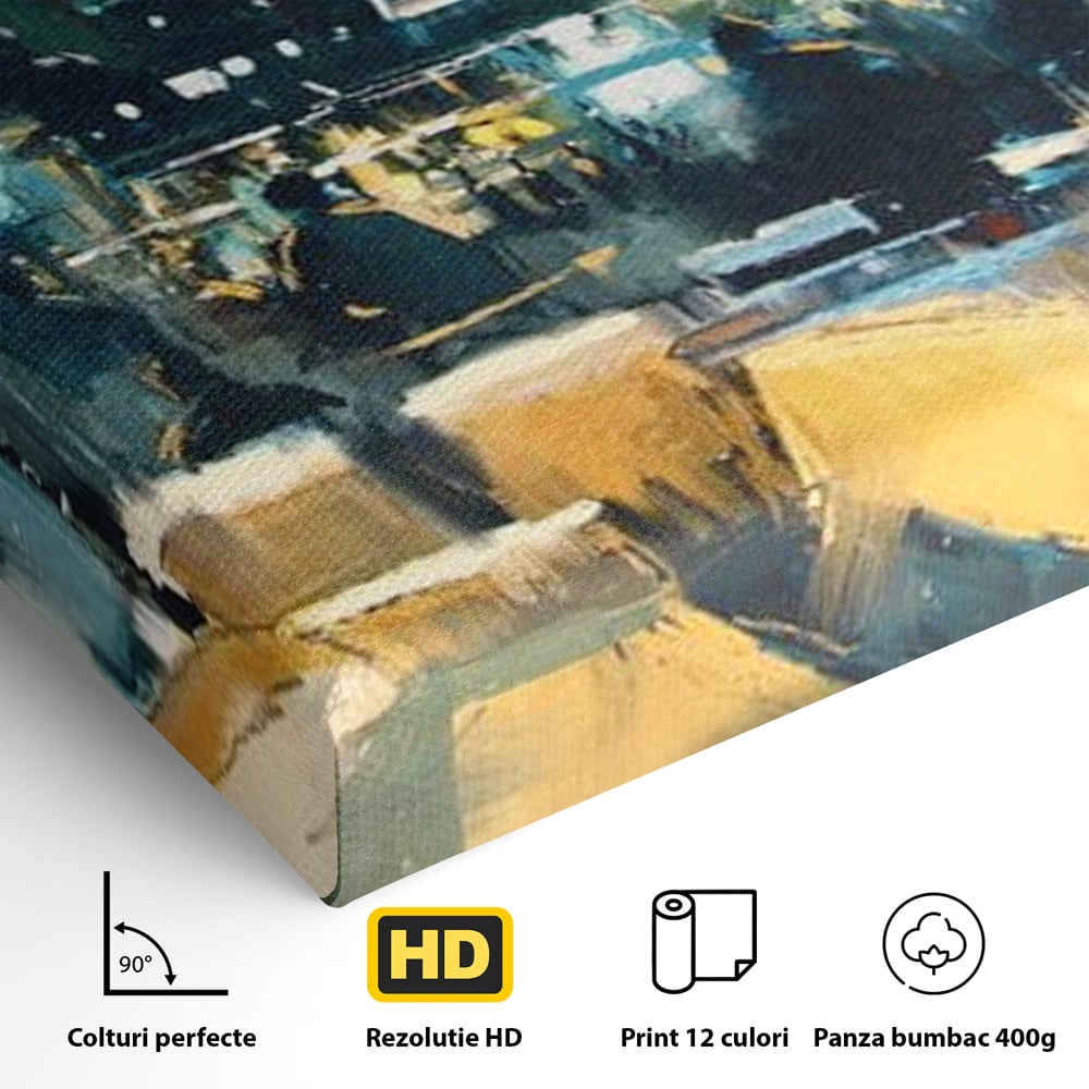 Tablou Canvas Premium, LuxCanva® N1010, Abendessen in der Altstadt, Location, Lichter, Essen, Atmosphäre, Nacht, Urban, Kulinarisch, Romantisch, Kneipe, Lounge, Bar, Restaurant, Küche