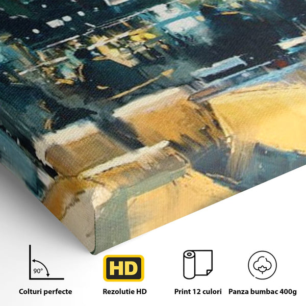 Tablou Canvas Premium, LuxCanva® N1010, Abendessen in der Altstadt, Location, Lichter, Essen, Atmosphäre, Nacht, Urban, Kulinarisch, Romantisch, Kneipe, Lounge, Bar, Restaurant, Küche