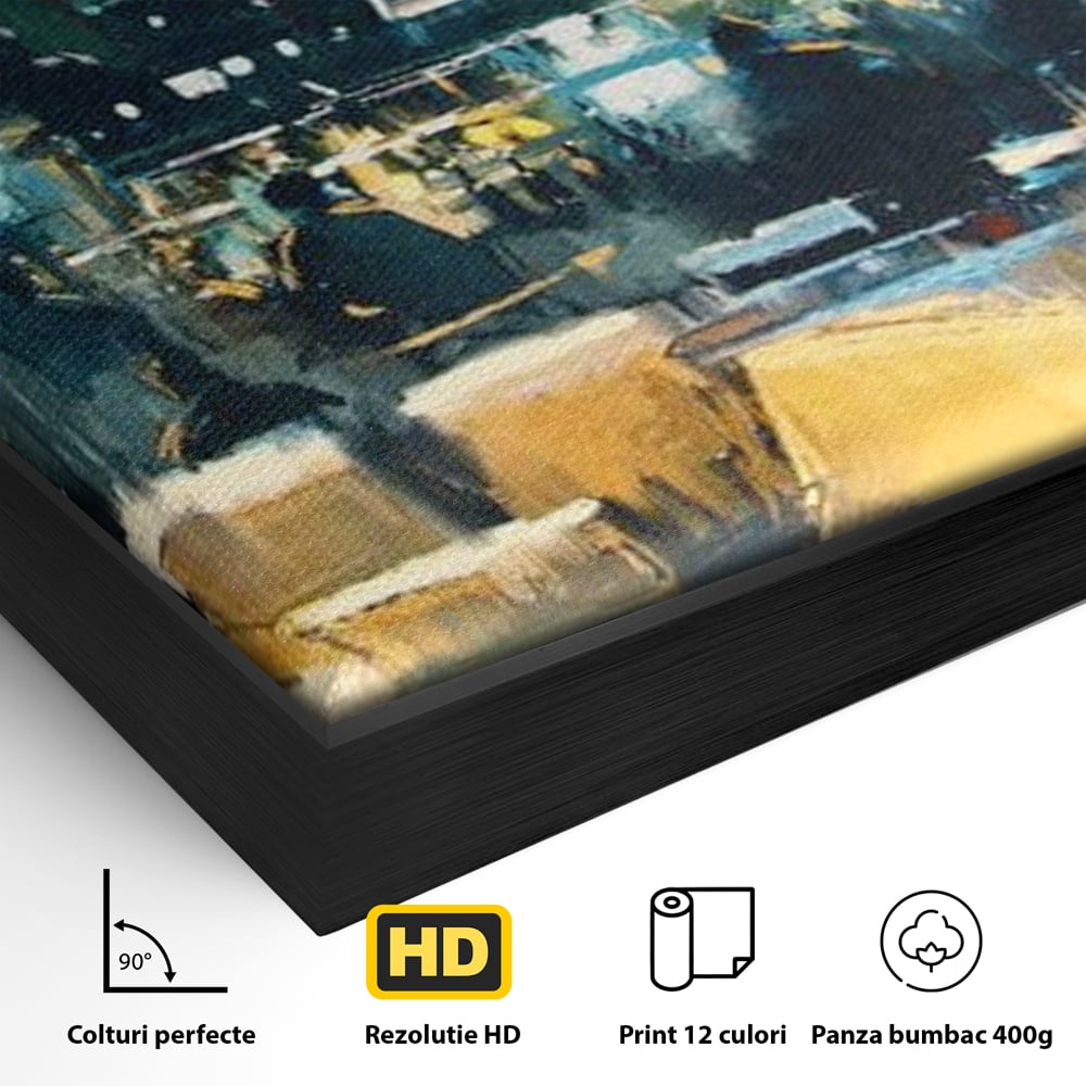 Tablou Canvas Premium, LuxCanva® N1010, Abendessen in der Altstadt, Location, Lichter, Essen, Atmosphäre, Nacht, Urban, Kulinarisch, Romantisch, Kneipe, Lounge, Bar, Restaurant, Küche