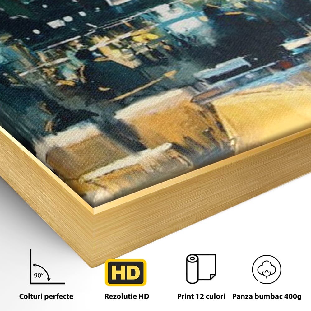 Tablou Canvas Premium, LuxCanva® N1010, Abendessen in der Altstadt, Location, Lichter, Essen, Atmosphäre, Nacht, Urban, Kulinarisch, Romantisch, Kneipe, Lounge, Bar, Restaurant, Küche