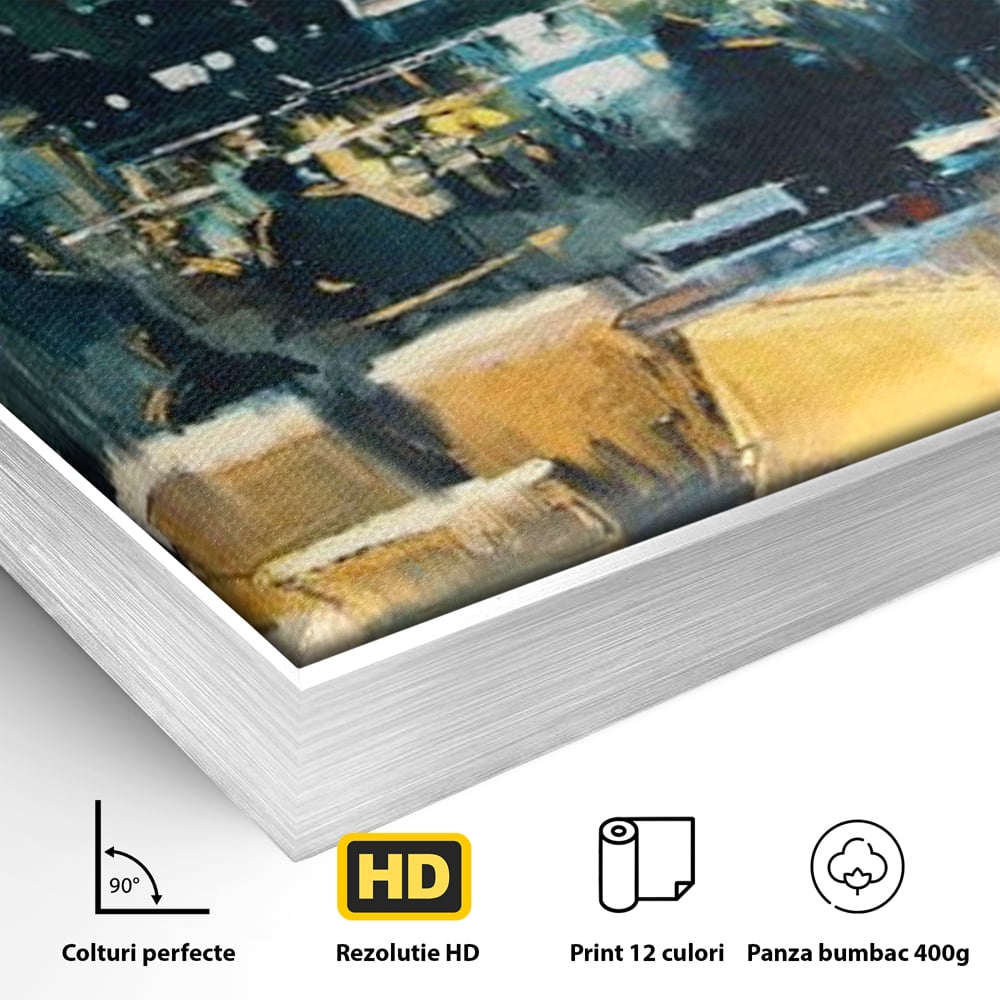 Tablou Canvas Premium, LuxCanva® N1010, Abendessen in der Altstadt, Location, Lichter, Essen, Atmosphäre, Nacht, Urban, Kulinarisch, Romantisch, Kneipe, Lounge, Bar, Restaurant, Küche
