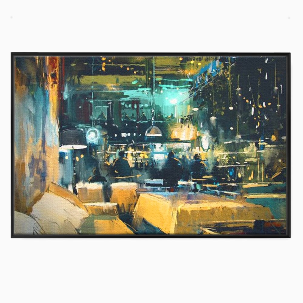 Tablou Canvas Premium, LuxCanva® N1010, Abendessen in der Altstadt, Location, Lichter, Essen, Atmosphäre, Nacht, Urban, Kulinarisch, Romantisch, Kneipe, Lounge, Bar, Restaurant, Küche