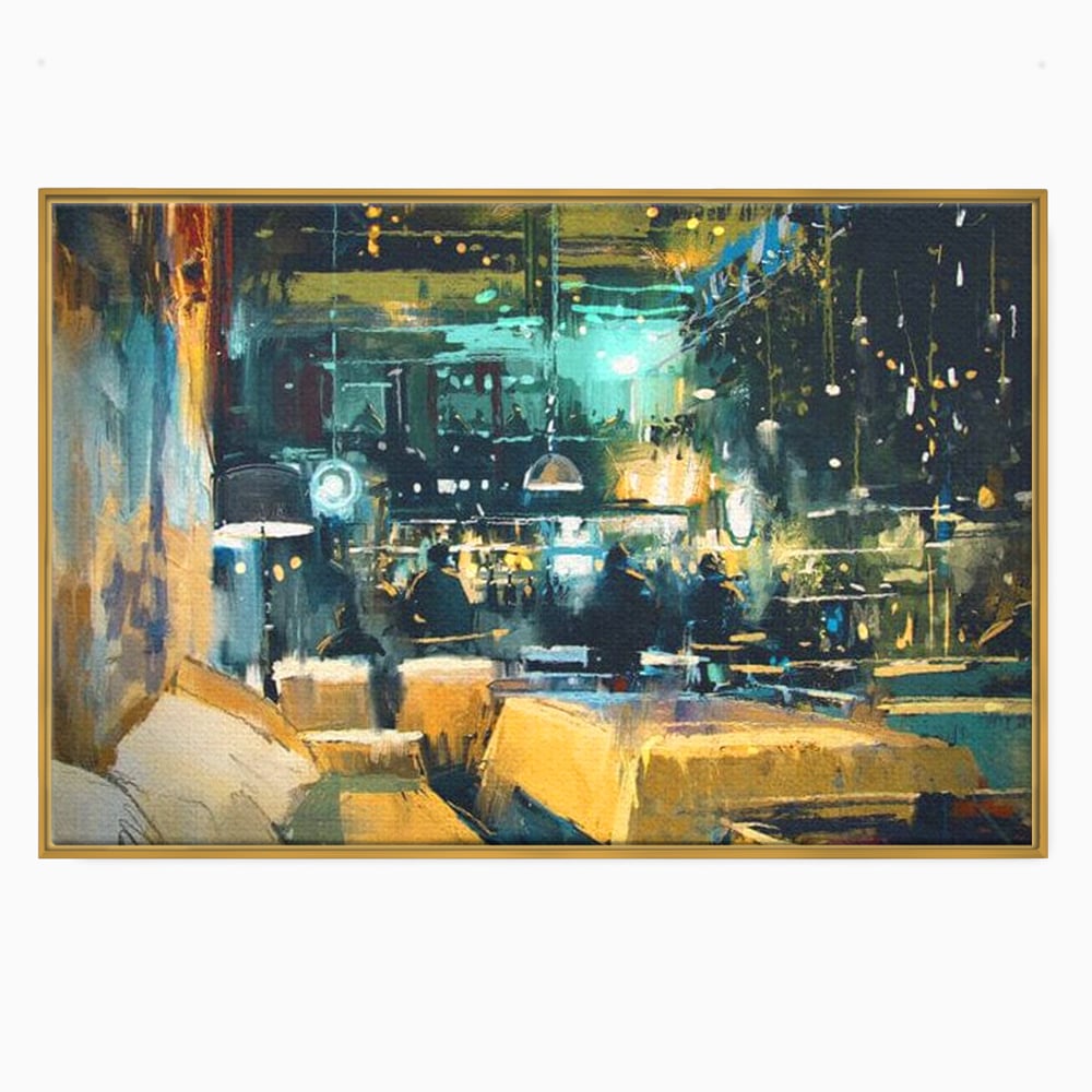 Tablou Canvas Premium, LuxCanva® N1010, Abendessen in der Altstadt, Location, Lichter, Essen, Atmosphäre, Nacht, Urban, Kulinarisch, Romantisch, Kneipe, Lounge, Bar, Restaurant, Küche