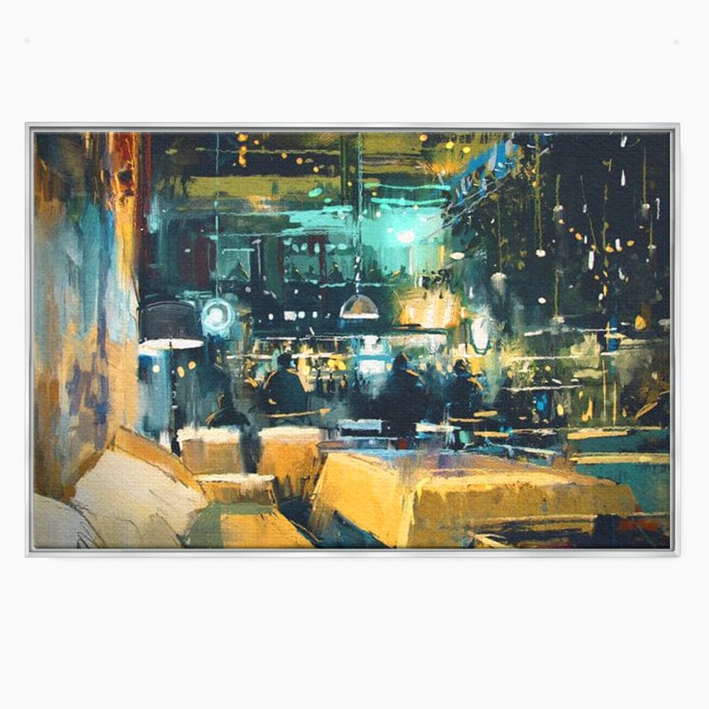 Tablou Canvas Premium, LuxCanva® N1010, Abendessen in der Altstadt, Location, Lichter, Essen, Atmosphäre, Nacht, Urban, Kulinarisch, Romantisch, Kneipe, Lounge, Bar, Restaurant, Küche