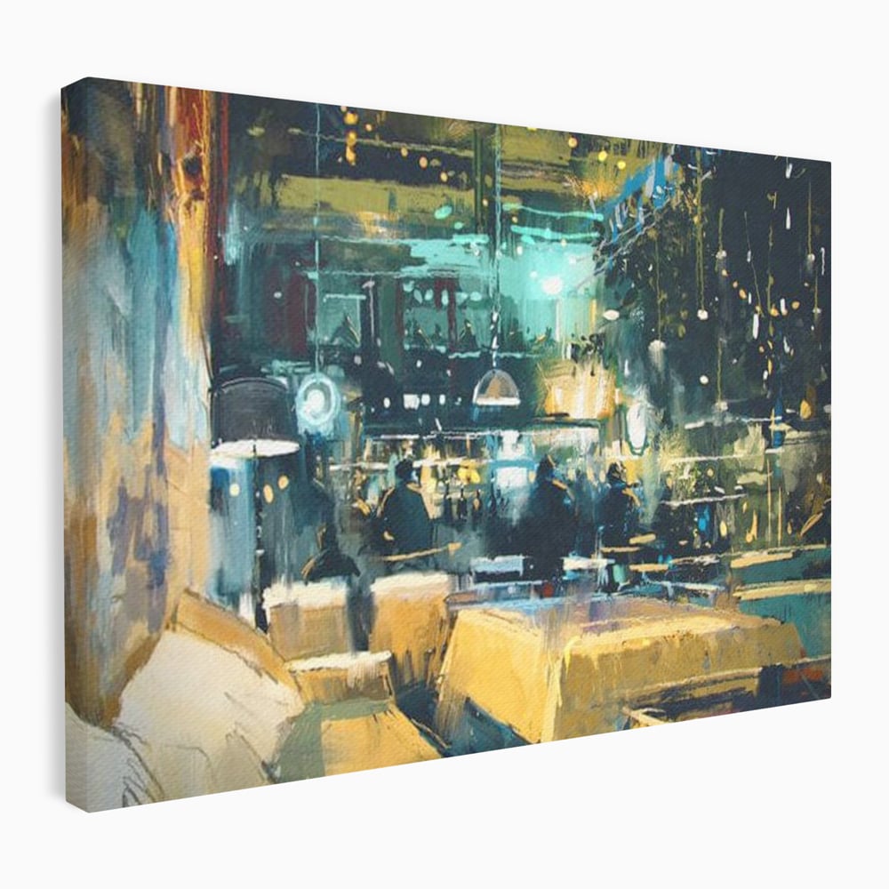 Tablou Canvas Premium, LuxCanva® N1010, Abendessen in der Altstadt, Location, Lichter, Essen, Atmosphäre, Nacht, Urban, Kulinarisch, Romantisch, Kneipe, Lounge, Bar, Restaurant, Küche