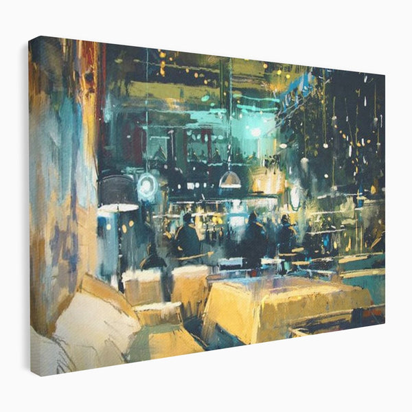 Tablou Canvas Premium, LuxCanva® N1010, Abendessen in der Altstadt, Location, Lichter, Essen, Atmosphäre, Nacht, Urban, Kulinarisch, Romantisch, Kneipe, Lounge, Bar, Restaurant, Küche