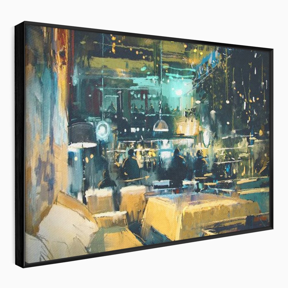 Tablou Canvas Premium, LuxCanva® N1010, Abendessen in der Altstadt, Location, Lichter, Essen, Atmosphäre, Nacht, Urban, Kulinarisch, Romantisch, Kneipe, Lounge, Bar, Restaurant, Küche