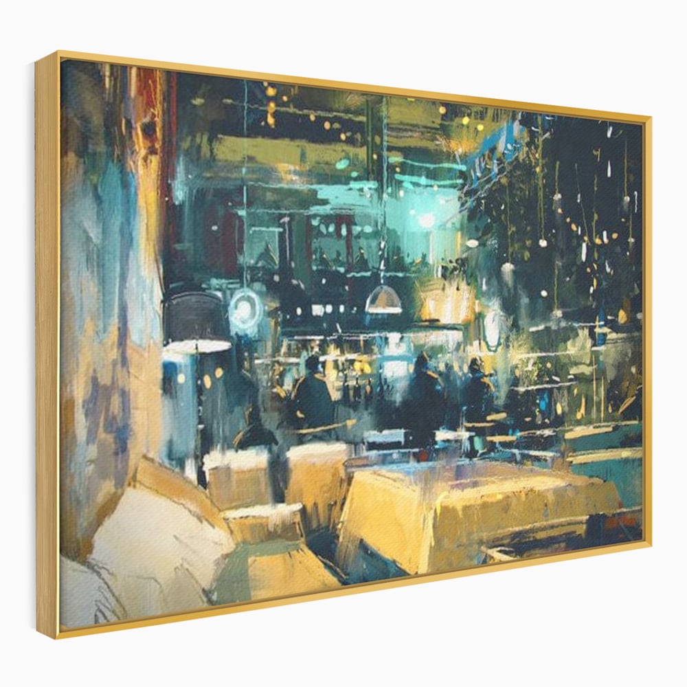 Tablou Canvas Premium, LuxCanva® N1010, Abendessen in der Altstadt, Location, Lichter, Essen, Atmosphäre, Nacht, Urban, Kulinarisch, Romantisch, Kneipe, Lounge, Bar, Restaurant, Küche