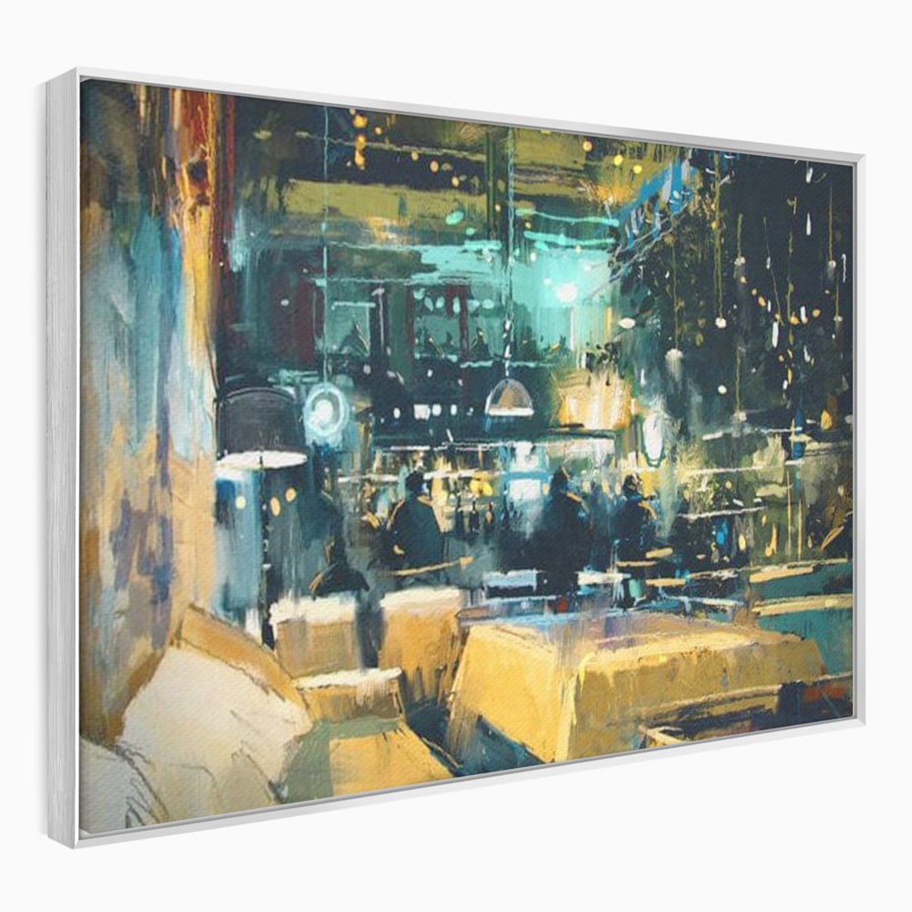 Tablou Canvas Premium, LuxCanva® N1010, Abendessen in der Altstadt, Location, Lichter, Essen, Atmosphäre, Nacht, Urban, Kulinarisch, Romantisch, Kneipe, Lounge, Bar, Restaurant, Küche