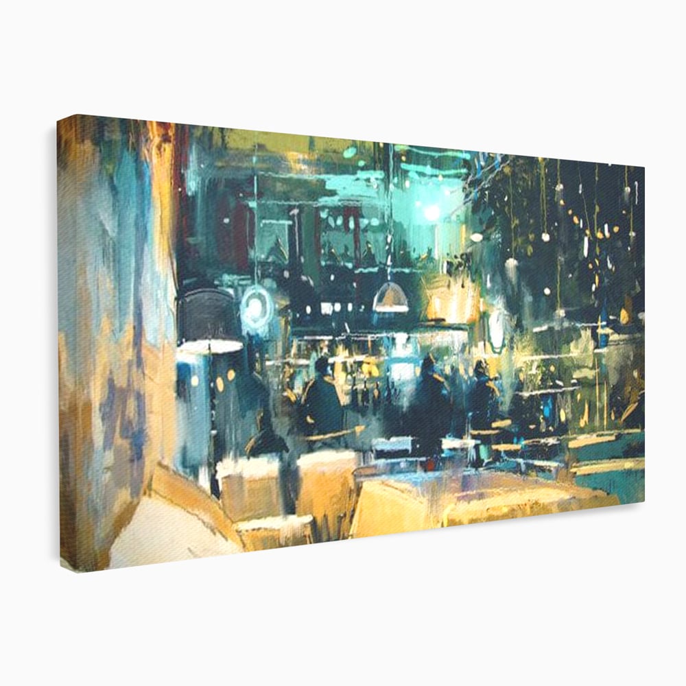 Tablou Canvas Premium, LuxCanva® N1010, Abendessen in der Altstadt, Location, Lichter, Essen, Atmosphäre, Nacht, Urban, Kulinarisch, Romantisch, Kneipe, Lounge, Bar, Restaurant, Küche