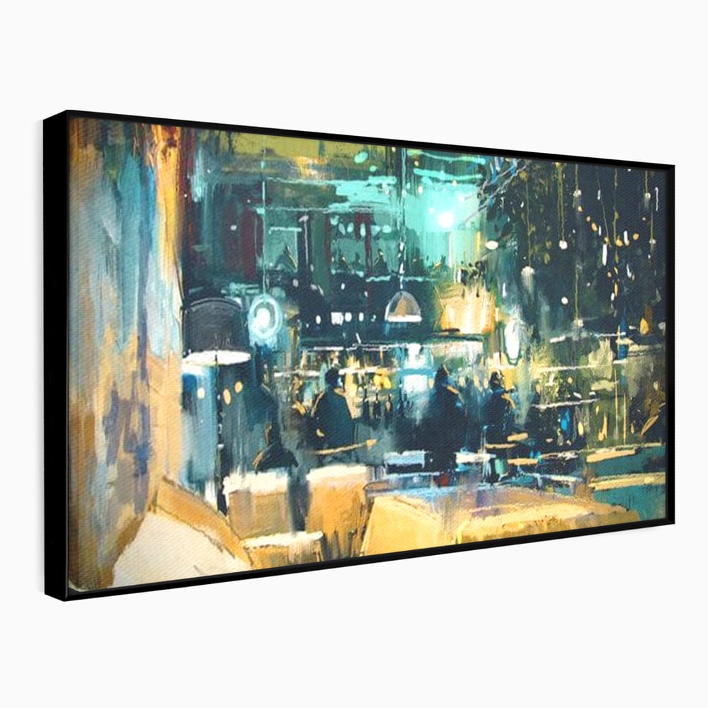 Tablou Canvas Premium, LuxCanva® N1010, Abendessen in der Altstadt, Location, Lichter, Essen, Atmosphäre, Nacht, Urban, Kulinarisch, Romantisch, Kneipe, Lounge, Bar, Restaurant, Küche