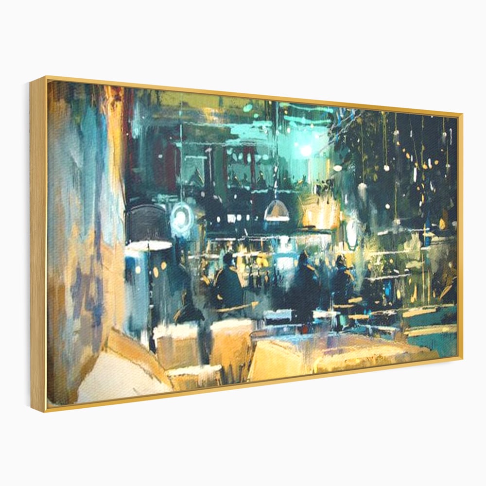 Tablou Canvas Premium, LuxCanva® N1010, Abendessen in der Altstadt, Location, Lichter, Essen, Atmosphäre, Nacht, Urban, Kulinarisch, Romantisch, Kneipe, Lounge, Bar, Restaurant, Küche