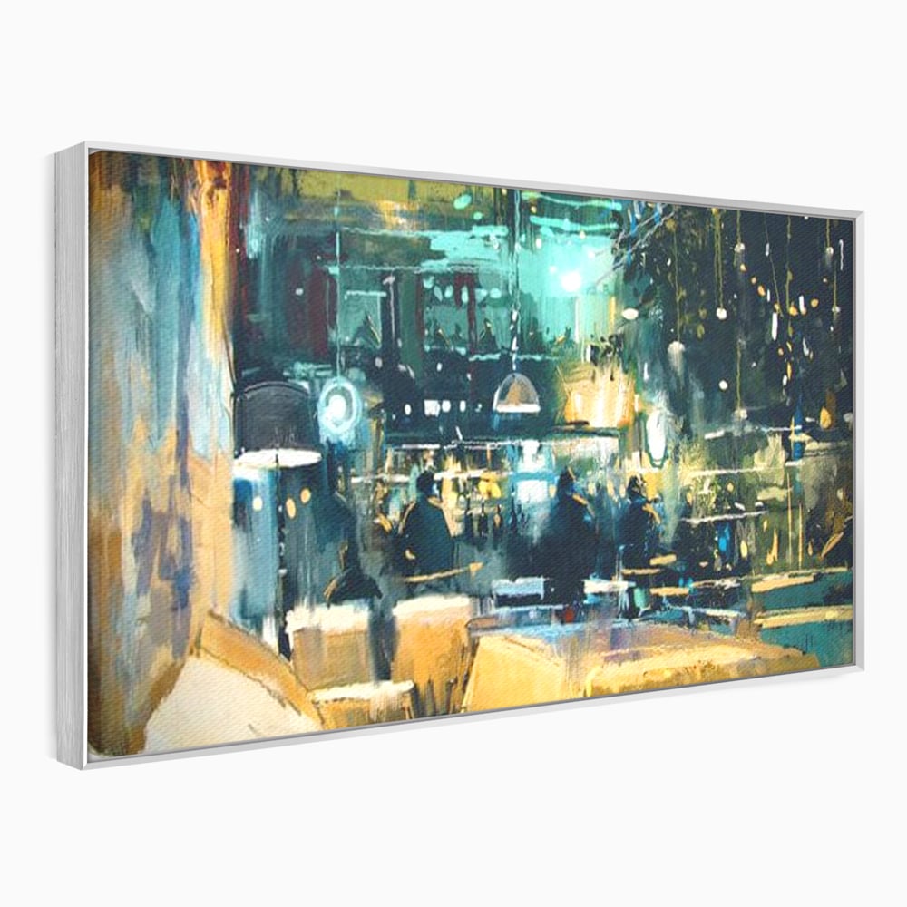Tablou Canvas Premium, LuxCanva® N1010, Abendessen in der Altstadt, Location, Lichter, Essen, Atmosphäre, Nacht, Urban, Kulinarisch, Romantisch, Kneipe, Lounge, Bar, Restaurant, Küche