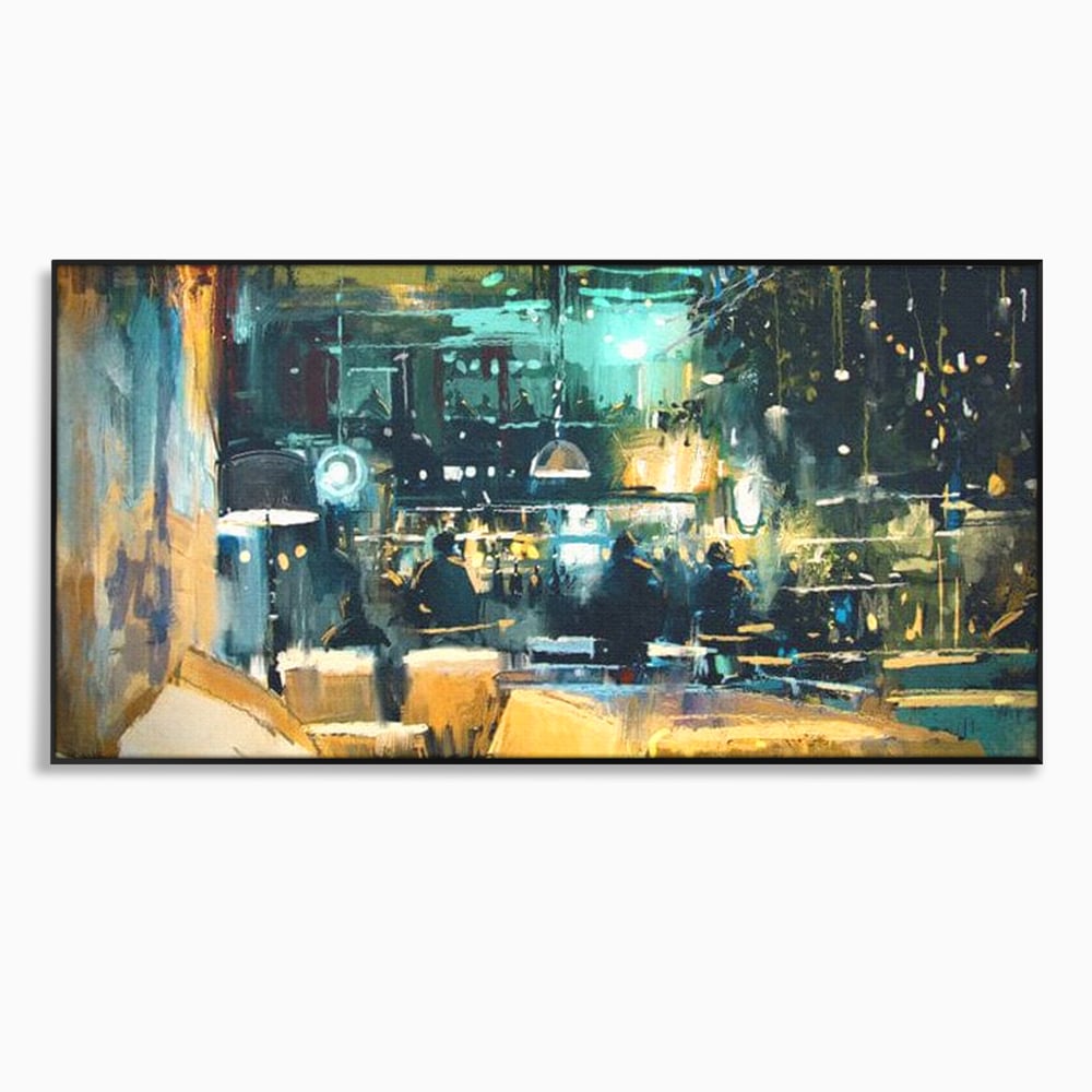 Tablou Canvas Premium, LuxCanva® N1010, Abendessen in der Altstadt, Location, Lichter, Essen, Atmosphäre, Nacht, Urban, Kulinarisch, Romantisch, Kneipe, Lounge, Bar, Restaurant, Küche