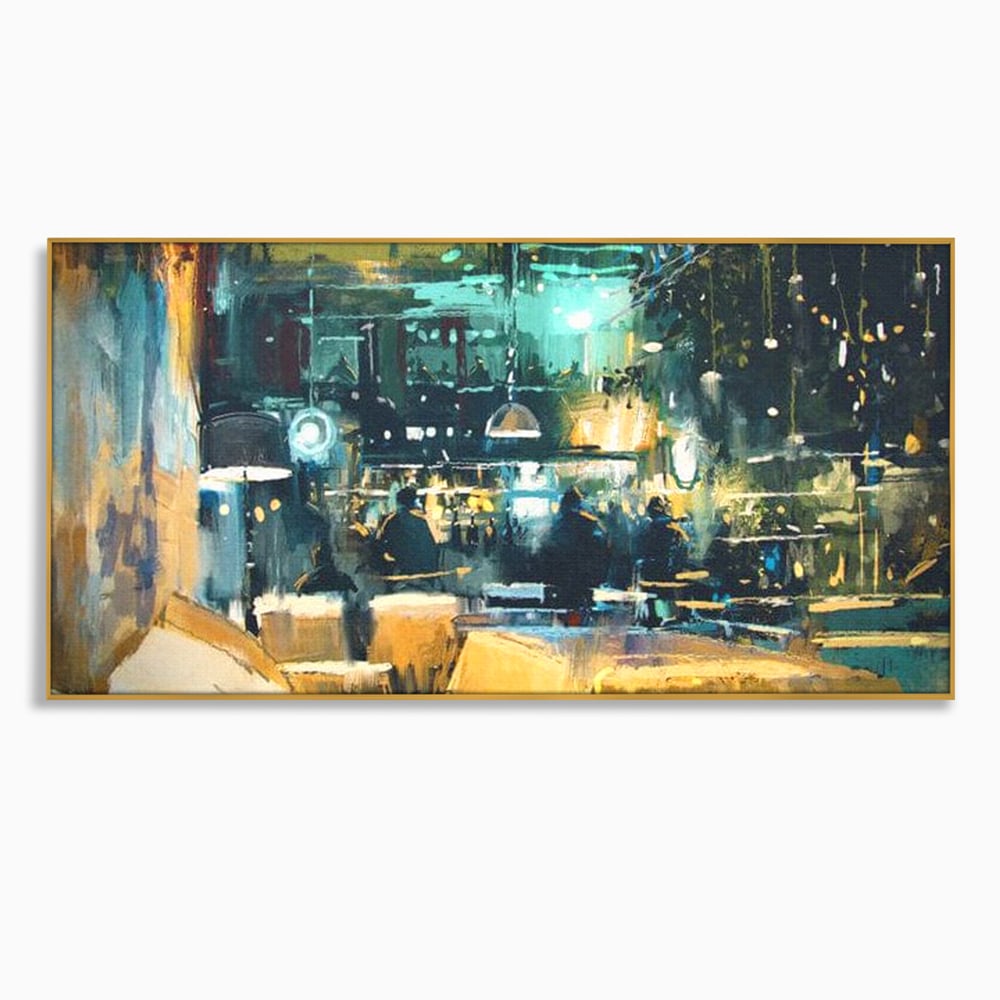 Tablou Canvas Premium, LuxCanva® N1010, Abendessen in der Altstadt, Location, Lichter, Essen, Atmosphäre, Nacht, Urban, Kulinarisch, Romantisch, Kneipe, Lounge, Bar, Restaurant, Küche