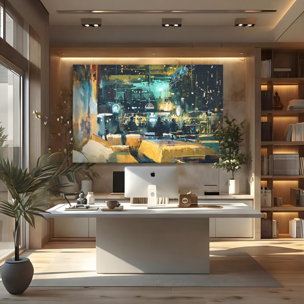 Tablou Canvas Premium, LuxCanva® N1010, Abendessen in der Altstadt, Location, Lichter, Essen, Atmosphäre, Nacht, Urban, Kulinarisch, Romantisch, Kneipe, Lounge, Bar, Restaurant, Küche